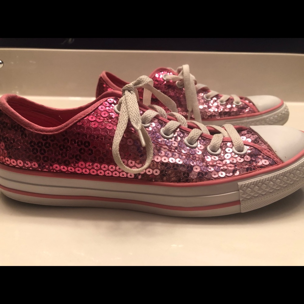 Pink Sequin Converse Low-Top